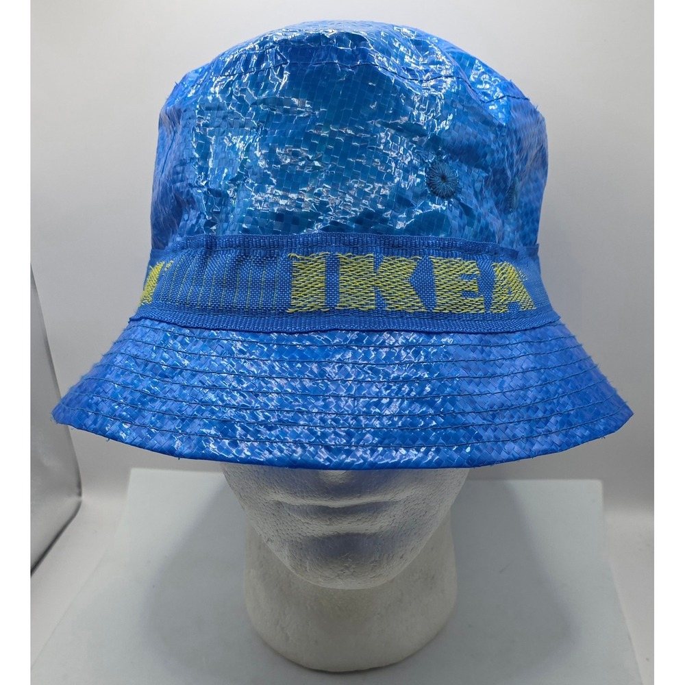 IKEA Knorva Bucket Hat Blue Yellow Reversible Novelty Festival Fun‎ Unique